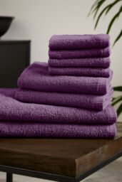 Catherine Lansfield 'Quick Dry Cotton' 8 Piece Towel Set in Plum