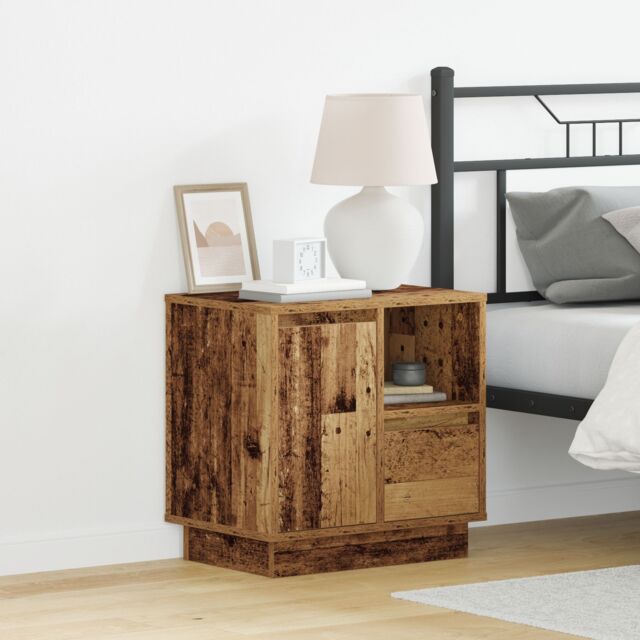 Berkfield Home Bedside Cabinets with LED Lights 2 pcs Old Wood 50x34, 5x50 cm in Brown - image 1