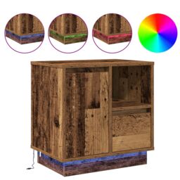 Berkfield Home Bedside Cabinets with LED Lights 2 pcs Old Wood 50x34, 5x50 cm in Brown - thumbnail 4