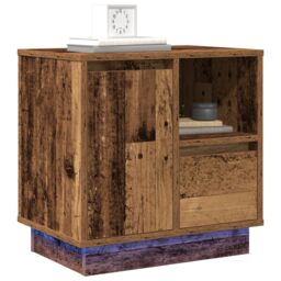 Berkfield Home Bedside Cabinets with LED Lights 2 pcs Old Wood 50x34, 5x50 cm in Brown - thumbnail 3