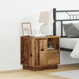 Berkfield Home Bedside Cabinets with LED Lights 2 pcs Old Wood 50x34, 5x50 cm in Brown - thumbnail 1
