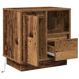 Berkfield Home Bedside Cabinets with LED Lights 2 pcs Old Wood 50x34, 5x50 cm in Brown - thumbnail 6
