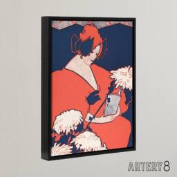 "Artery8 The Penny Magazine Cover Woman Reading Framed Canvas Wall Art Print Reed in Red - Size: W12"" x H16""" - thumbnail 2