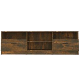 Berkfield Home TV Cabinet Smoked Oak 150x33.5x45 cm Engineered Wood in Brown - thumbnail 4