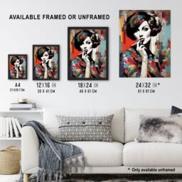Artery8 Wall Art Print Femme Fatale Beauty Portrait Oil Painting Woman In Floral Fashion Vibrant Colourful Bold Pop Art Modern Painting Poster - thumbnail 3