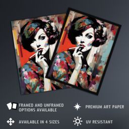 Artery8 Wall Art Print Femme Fatale Beauty Portrait Oil Painting Woman In Floral Fashion Vibrant Colourful Bold Pop Art Modern Painting Poster - thumbnail 2