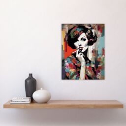 Artery8 Wall Art Print Femme Fatale Beauty Portrait Oil Painting Woman In Floral Fashion Vibrant Colourful Bold Pop Art Modern Painting Poster - thumbnail 4
