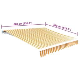 Berkfield Home Awning Top Sunshade Canvas Sunflower Yellow & White 6 x 3 m - thumbnail 5