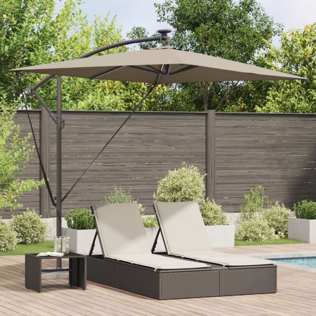 Berkfield Home Cantilever Banana Parasol with Lock Taupe 294 x 200 x 254 cm