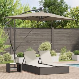 Berkfield Home Cantilever Banana Parasol with Lock Taupe 294 x 200 x 254 cm - thumbnail 1