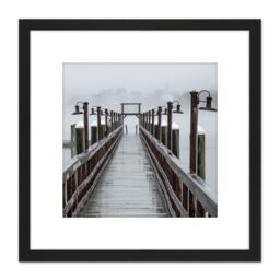 Artery8 Athrasher Wiscasset Maine Pier Harbour Photo 8X8 Inch Square Wooden Framed Wall Art Print Picture with Mount in Black - thumbnail 1