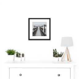 Artery8 Athrasher Wiscasset Maine Pier Harbour Photo 8X8 Inch Square Wooden Framed Wall Art Print Picture with Mount in Black - thumbnail 2