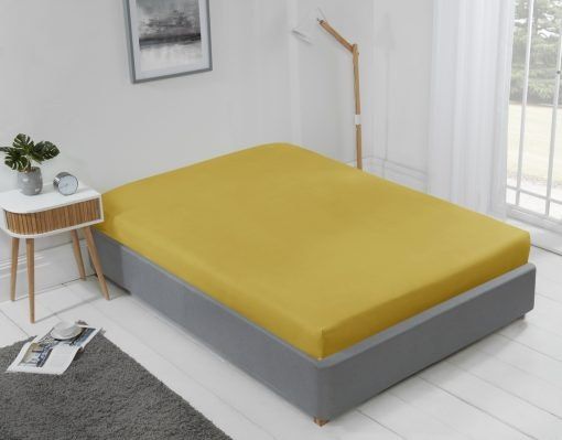 New Edge Blinds Brights Collection Non Iron Fitted Sheet in Yellow - Size: Double - image 1