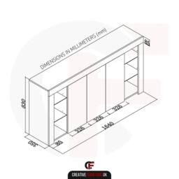 Creative Furniture Eden Sideboard 164cm - White with Gloss Doors & LED Lights - thumbnail 8