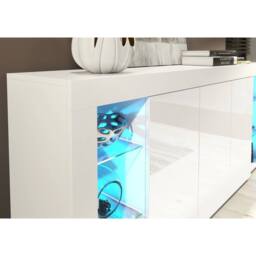 Creative Furniture Eden Sideboard 164cm - White with Gloss Doors & LED Lights - thumbnail 4