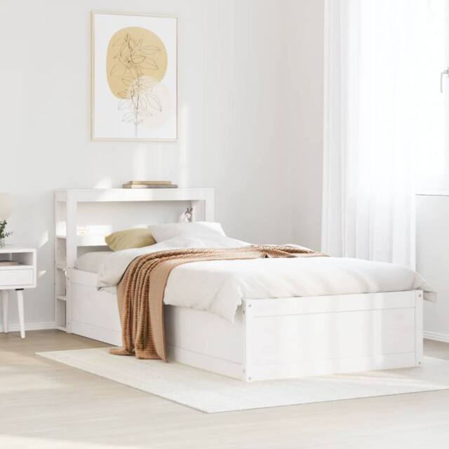 Berkfield Home Sleek Bed Frame with Headboard White 75x190 cm Small Single Solid - image 1