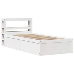 Berkfield Home Sleek Bed Frame with Headboard White 75x190 cm Small Single Solid - thumbnail 3