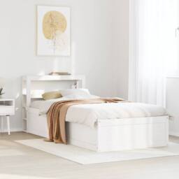 Berkfield Home Sleek Bed Frame with Headboard White 75x190 cm Small Single Solid - thumbnail 1