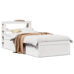 Berkfield Home Sleek Bed Frame with Headboard White 75x190 cm Small Single Solid - thumbnail 2