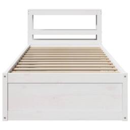 Berkfield Home Sleek Bed Frame with Headboard White 75x190 cm Small Single Solid - thumbnail 4