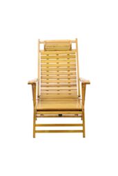 H&O Direct Foldable Bamboo Recliner Lounge Chair with Retractable Footrest in Natural - thumbnail 4