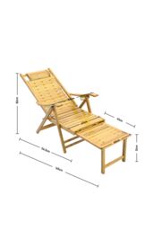 H&O Direct Foldable Bamboo Recliner Lounge Chair with Retractable Footrest in Natural - thumbnail 6