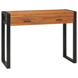 Berkfield Home Desk with 2 Drawers 100x40x75 cm Teak Wood in Brown - Size: 100 x 40 x 75 cm - thumbnail 1