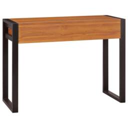 Berkfield Home Desk with 2 Drawers 100x40x75 cm Teak Wood in Brown - Size: 100 x 40 x 75 cm - thumbnail 5
