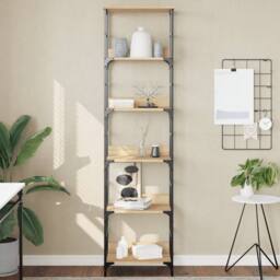 Berkfield Home Decorative Bookshelf Sonoma Oak 50x33x188.5 cm Engineered Wood in Brown - thumbnail 2