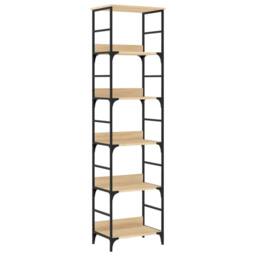 Berkfield Home Decorative Bookshelf Sonoma Oak 50x33x188.5 cm Engineered Wood in Brown - thumbnail 3