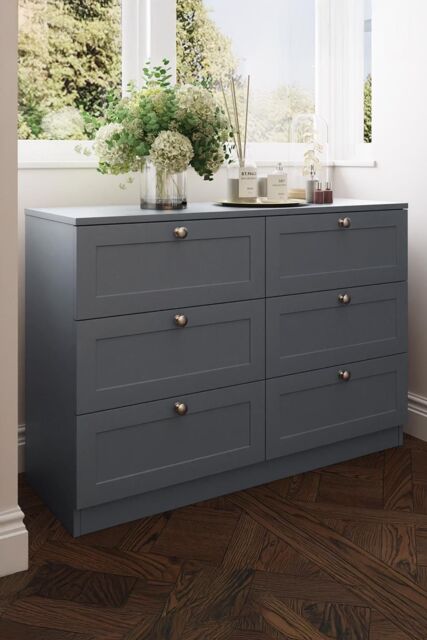 FWStyle Artus Panelled 6 Drawer Chest (H) 77 (W) 110 (D) 40cm Extra Deep Drawers in Grey - image 1