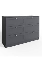 FWStyle Artus Panelled 6 Drawer Chest (H) 77 (W) 110 (D) 40cm Extra Deep Drawers in Grey - thumbnail 2