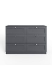 FWStyle Artus Panelled 6 Drawer Chest (H) 77 (W) 110 (D) 40cm Extra Deep Drawers in Grey - thumbnail 4