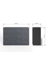 FWStyle Artus Panelled 6 Drawer Chest (H) 77 (W) 110 (D) 40cm Extra Deep Drawers in Grey - thumbnail 5