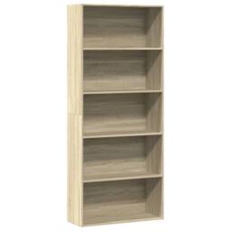 Berkfield Home Book Cabinet Sonoma Oak 80x30x189 cm Engineered Wood in Light Brown - Size: 80 x 30 x 189 cm - thumbnail 1