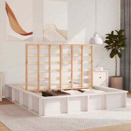 Berkfield Home Bed Frame with Lift-Up Storage - White, 150 x 200cm, Solid Pine in White - Size: 150 x 200 cm - thumbnail 4
