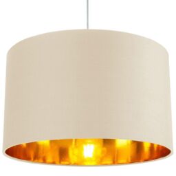 Happy Homewares Contemporary Cotton Lamp/Light Shade with Shiny Paper Inner in Cream - Size: 14 inches - thumbnail 6