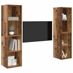 Berkfield Home TV Cabinet 2 pcs Brown 37 x 37 x 142.5 cm Engineered wood - thumbnail 1
