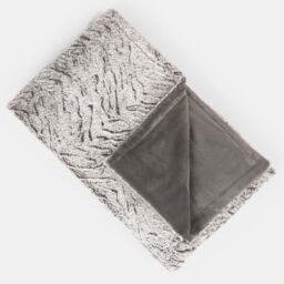 OHS Two Tone Faux Fur Soft Fleece Warm Throw in Natural - Size: 125 cm x 150 cm - thumbnail 5