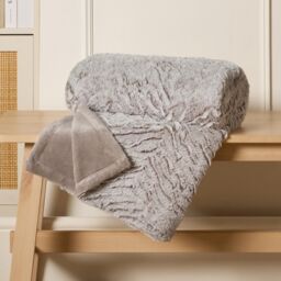 OHS Two Tone Faux Fur Soft Fleece Warm Throw in Natural - Size: 125 cm x 150 cm - thumbnail 2