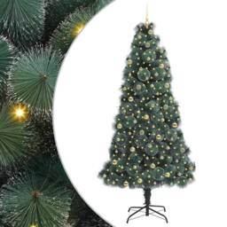 Berkfield Home Artificial Pre-lit Christmas Tree with Ball Set Green 240 cm - thumbnail 2