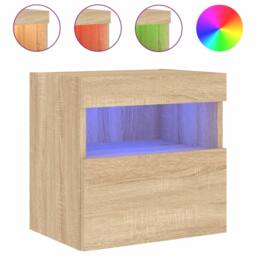 Berkfield Home TV Wall Cabinets with LED Lights 2 pcs Sonoma Oak 40x30x40 cm in Light Brown - Size: 40 x 30 x 40 cm - thumbnail 7