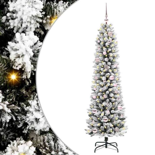 Berkfield Home Artificial Christmas Tree with 150 LEDs Green & white 150 cm - image 1