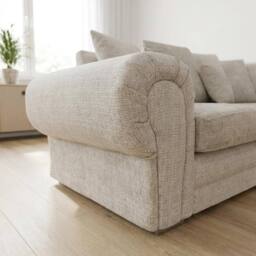 Abakus Direct Verona Chenille Corner Sofa with Deep Seats & Angular Arms in Cream - thumbnail 7