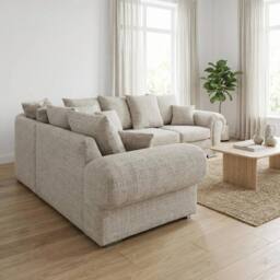 Abakus Direct Verona Chenille Corner Sofa with Deep Seats & Angular Arms in Cream - thumbnail 3
