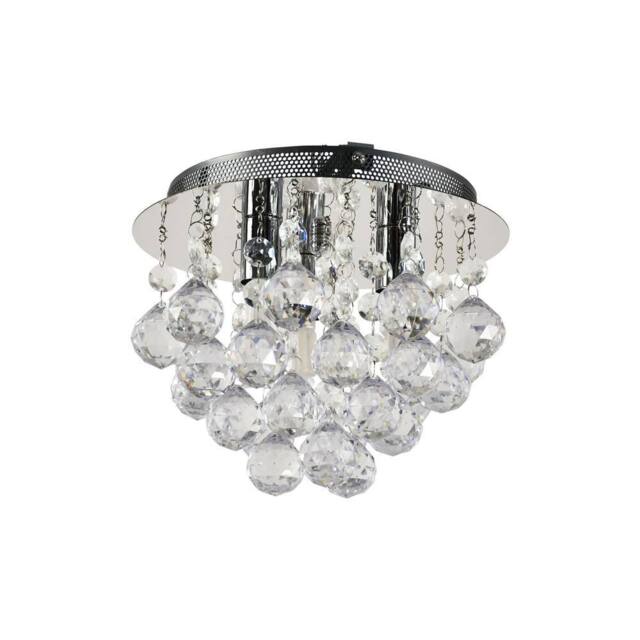 First Choice Lighting Myriad - Jewelled Droplet Chrome Flush Ceiling Light in Silver - image 1