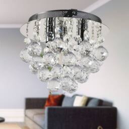 First Choice Lighting Myriad - Jewelled Droplet Chrome Flush Ceiling Light in Silver - thumbnail 5