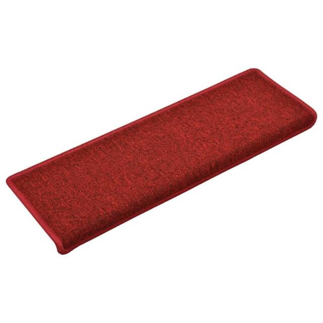 Berkfield Home Carpet Stair Treads 15 pcs 65x21x4 cm Red - Size: Medium - image 1