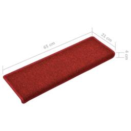 Berkfield Home Carpet Stair Treads 15 pcs 65x21x4 cm Red - Size: Medium - thumbnail 6