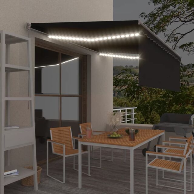 Berkfield Home Manual Retractable Awning with Blind&LED 4x3m Anthracite in Black - image 1